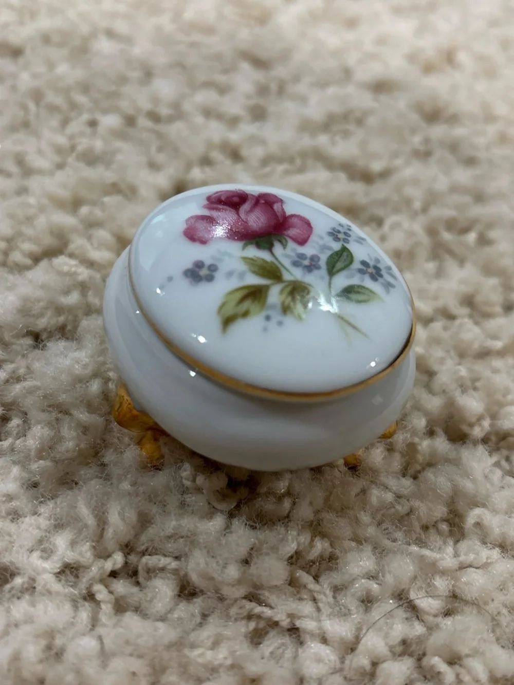Vintage 1950s Nikoniko China EW Japan Hand Painted Porcelain Trinket Jewelry Box